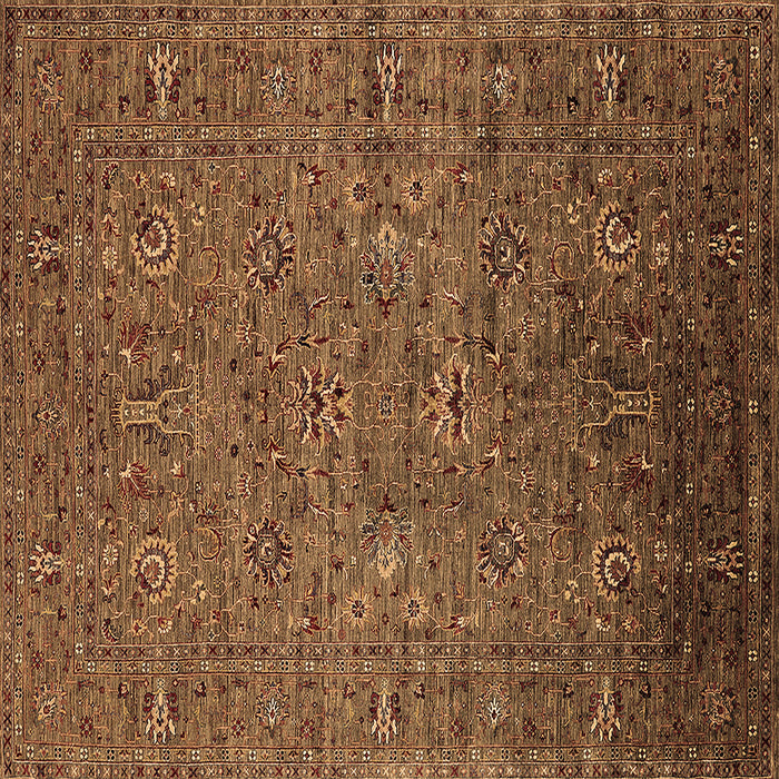 Square Machine Washable Oriental Brown Industrial Rug, wshurb2425brn