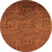 Round Machine Washable Oriental Orange Industrial Area Rugs, wshurb2425org