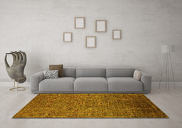 Machine Washable Oriental Yellow Industrial Rug in a Living Room, wshurb2425yw