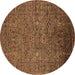 Round Oriental Brown Industrial Rug, urb2425brn