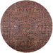 Round Mid-Century Modern Red Oriental Rug, urb2425