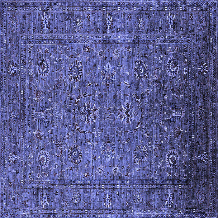 Square Machine Washable Oriental Blue Industrial Rug, wshurb2425blu