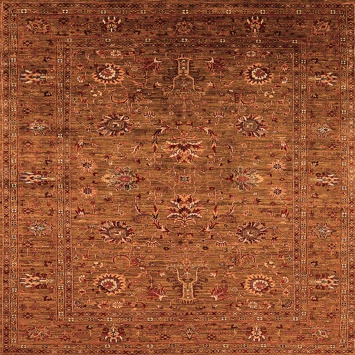 Square Machine Washable Oriental Orange Industrial Area Rugs, wshurb2425org