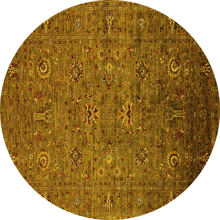 Round Oriental Yellow Industrial Rug, urb2425yw