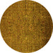 Round Oriental Yellow Industrial Rug, urb2425yw