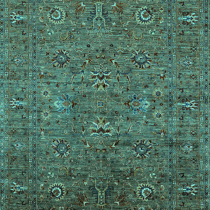 Machine Washable Oriental Turquoise Industrial Area Rugs, wshurb2425turq