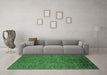 Machine Washable Oriental Emerald Green Industrial Area Rugs in a Living Room,, wshurb2425emgrn