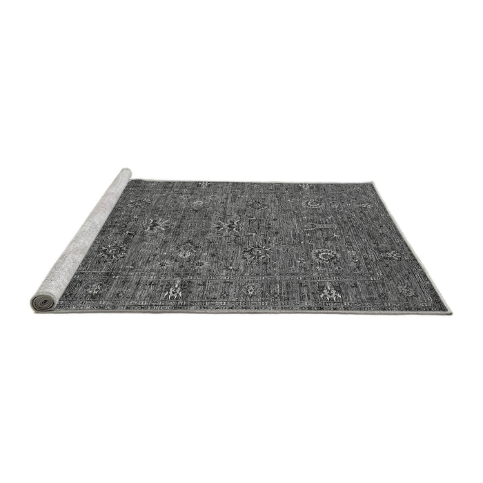 Sideview of Machine Washable Oriental Gray Industrial Rug, wshurb2425gry