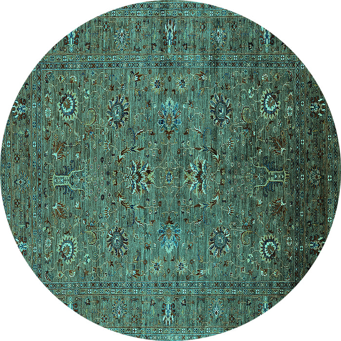 Round Machine Washable Oriental Turquoise Industrial Area Rugs, wshurb2425turq