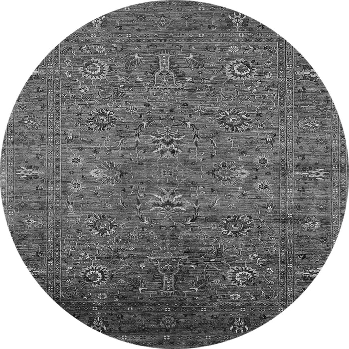 Round Machine Washable Oriental Gray Industrial Rug, wshurb2425gry