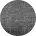 Round Machine Washable Oriental Gray Industrial Rug, wshurb2425gry