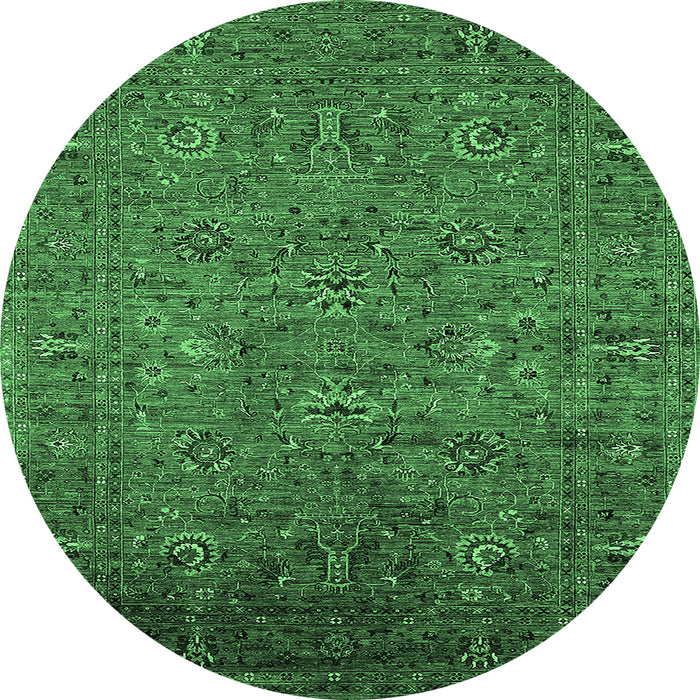 Round Oriental Emerald Green Industrial Rug, urb2425emgrn