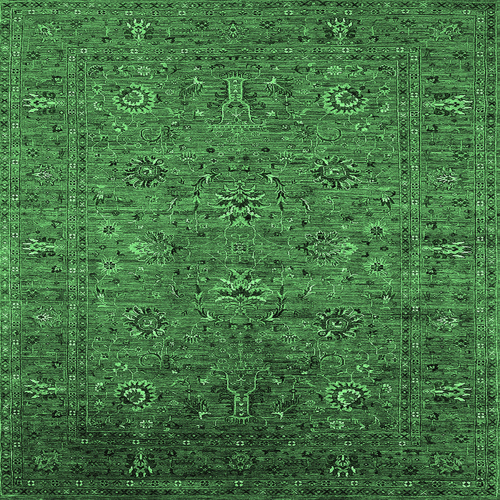 Square Oriental Emerald Green Industrial Rug, urb2425emgrn