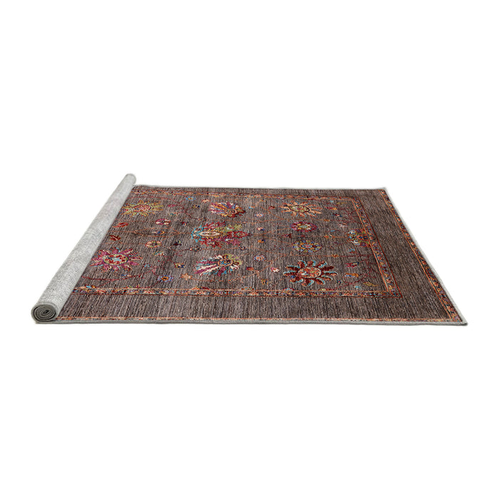 Sideview of Machine Washable Industrial Modern Chestnut Brown Rug, wshurb2426