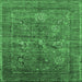 Square Machine Washable Oriental Emerald Green Industrial Area Rugs, wshurb2426emgrn