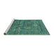 Sideview of Machine Washable Oriental Turquoise Industrial Area Rugs, wshurb2426turq