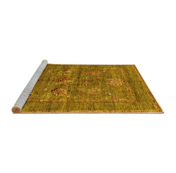 Sideview of Machine Washable Oriental Yellow Industrial Rug, wshurb2426yw