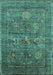 Machine Washable Oriental Turquoise Industrial Area Rugs, wshurb2426turq