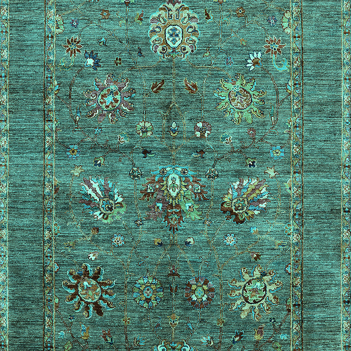 Machine Washable Oriental Turquoise Industrial Area Rugs, wshurb2426turq
