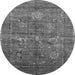 Round Machine Washable Oriental Gray Industrial Rug, wshurb2426gry