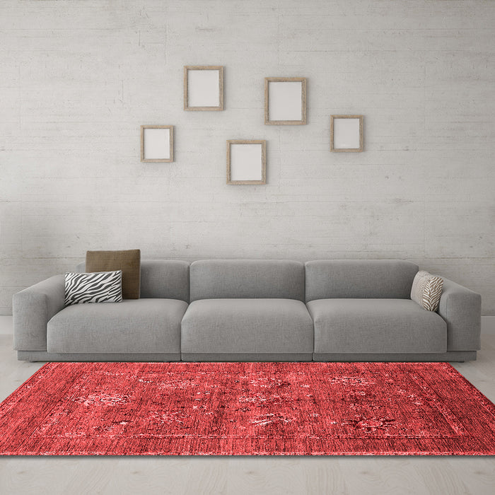 Industrial Red Washable Rugs