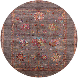 Round Machine Washable Industrial Modern Chestnut Brown Rug, wshurb2426