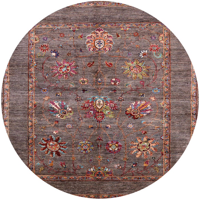 Round Machine Washable Industrial Modern Chestnut Brown Rug, wshurb2426