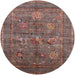 Round Machine Washable Industrial Modern Chestnut Brown Rug, wshurb2426