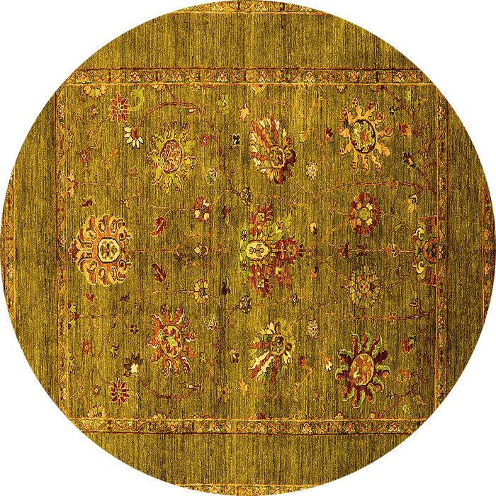 Round Oriental Yellow Industrial Rug, urb2426yw