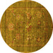 Round Oriental Yellow Industrial Rug, urb2426yw