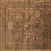 Square Machine Washable Oriental Brown Industrial Rug, wshurb2426brn