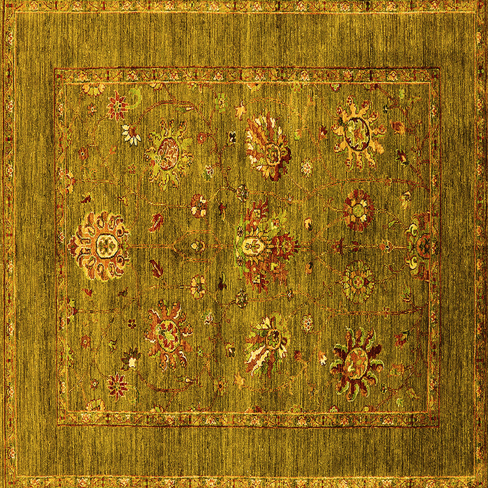 Square Machine Washable Oriental Yellow Industrial Rug, wshurb2426yw