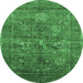 Round Oriental Emerald Green Industrial Rug, urb2426emgrn