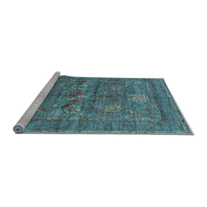 Sideview of Machine Washable Oriental Light Blue Industrial Rug, wshurb2426lblu