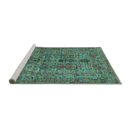 Sideview of Machine Washable Oriental Turquoise Industrial Area Rugs, wshurb2427turq
