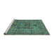 Sideview of Machine Washable Oriental Turquoise Industrial Area Rugs, wshurb2427turq