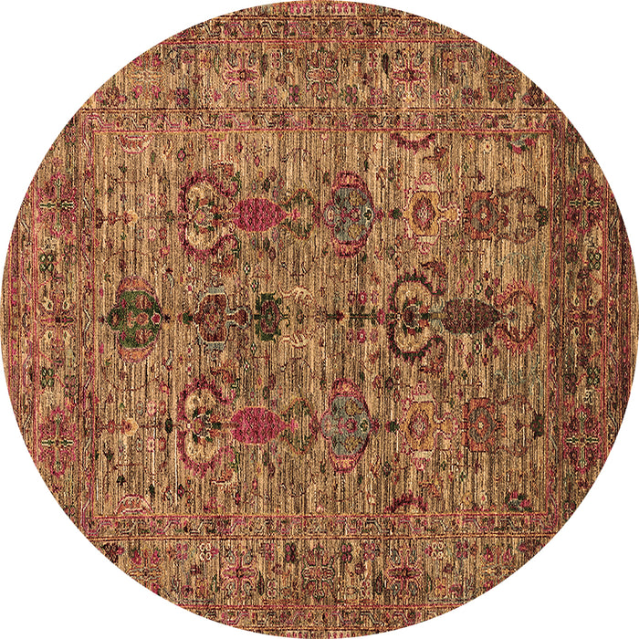 Round Oriental Brown Industrial Rug, urb2427brn