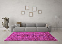 Machine Washable Oriental Pink Industrial Rug, wshurb2427pnk