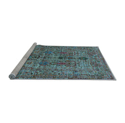 Sideview of Machine Washable Oriental Light Blue Industrial Rug, wshurb2427lblu