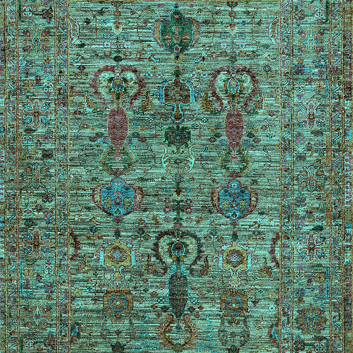 Machine Washable Oriental Turquoise Industrial Area Rugs, wshurb2427turq