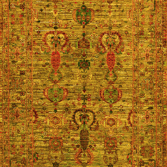 Machine Washable Oriental Yellow Industrial Rug, wshurb2427yw