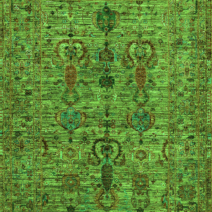 Machine Washable Oriental Green Industrial Area Rugs, wshurb2427grn