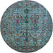 Round Oriental Light Blue Industrial Rug, urb2427lblu