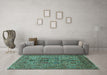 Machine Washable Oriental Turquoise Industrial Area Rugs in a Living Room,, wshurb2427turq