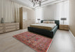 Mid-Century Modern Light Copper Gold Oriental Rug in a Bedroom, urb2427