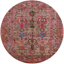 Round Machine Washable Industrial Modern Light Copper Gold Rug, wshurb2427