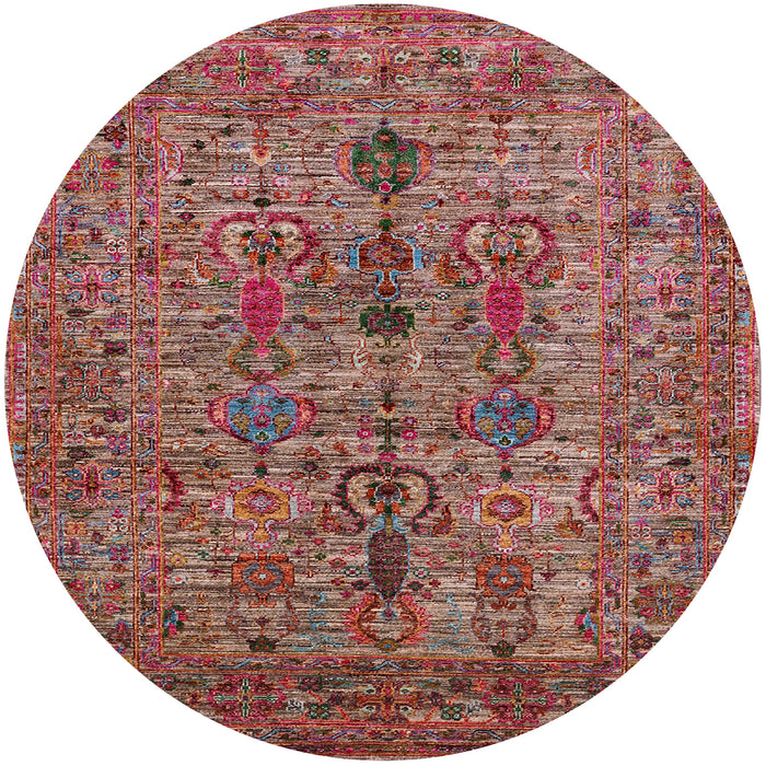 Round Machine Washable Industrial Modern Light Copper Gold Rug, wshurb2427