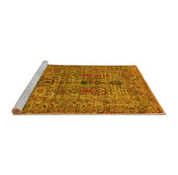 Sideview of Machine Washable Oriental Yellow Industrial Rug, wshurb2427yw