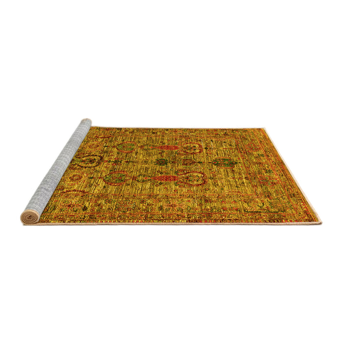 Sideview of Machine Washable Oriental Yellow Industrial Rug, wshurb2427yw