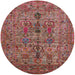 Round Mid-Century Modern Light Copper Gold Oriental Rug, urb2427